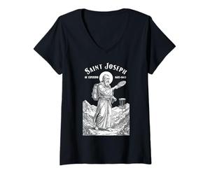 Femme Disque Golf Player Funny Patron Saint Joseph de Cupertino T-Shirt avec Col en V