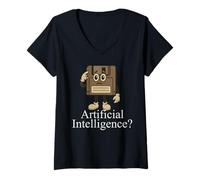 Femme Disquette d'intelligence Artificielle ? T-Shirt avec Col en V