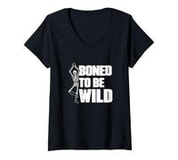 Femme Dissecteurs anatomistes squelettes Amusants Boned to Be Wild T-Shirt avec Col en V