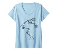 Femme Dissection de l'enseignant d'anatomie Squelette Grenouille T-Shirt avec Col en V