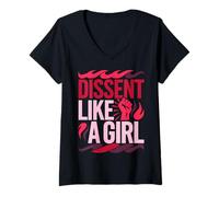 Femme Dissent Like A Girl Journée Internationale de la Femme Droits des Femmes T-Shirt avec Col en V
