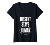 Femme Dissent Stays Human Débat Respectueux Courage Civique T-Shirt avec Col en V