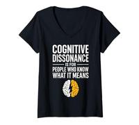Femme Dissonance Cognitive Psychologie Humour Cerveau Citation T-Shirt avec Col en V