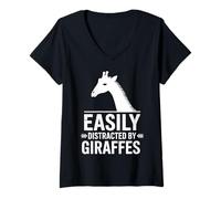 Femme Distrait by Girafes Funny Girafe T-Shirt avec Col en V