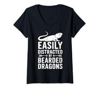 Femme Distrait par Les Dragons barbus Dragon Barbu drôle T-Shirt avec Col en V