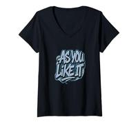 Femme Distressed As You Like It Shakespeare Comedy Play Title Meme T-Shirt avec Col en V