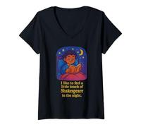 Femme Distressed Little Touch Shakespeare Night Henry Fifth Citation T-Shirt avec Col en V