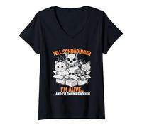 Femme Dites à Schrödinger Que Je suis Vivant et Je Viens pour Lui Physique T-Shirt avec Col en V