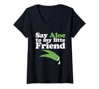 Femme Dites Aloe à Mon Petit ami T-Shirt avec Col en V