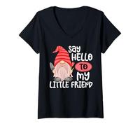 Femme Dites bonjour à mon petit ami T-Shirt avec Col en V