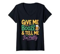 Femme Dites-Moi Que Je suis Une Jolie Femme de Mardi Gras Qui boit de l'alcool T-Shirt avec Col en V