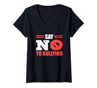 Femme Dites Non au harcèlement des élèves, des Enseignants et des Enseignants T-Shirt avec Col en V