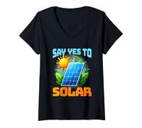 Femme Dites Oui à l'énergie Solaire T-Shirt avec Col en V