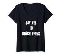 Femme Dites oui au développé couché Gym Workout Fitness T-Shirt avec Col en V