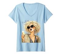 Femme Divas Vintage T-Shirt avec Col en V