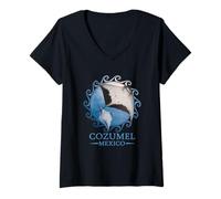 Femme Dive Cozumel Mexico Stingray Raie Manta Ray T-Shirt avec Col en V
