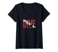 Femme DIVE Diver Down Flag Great White Shark T-shirt vintage T-Shirt avec Col en V