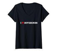 Femme Dividendes I Love Dividends J'aime Les Actions Bourse T-Shirt avec Col en V