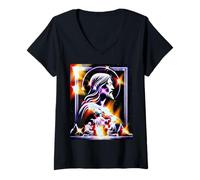 Femme Divin Jésus Christ Religieux Chrétien Foi Prière Art T-Shirt avec Col en V
