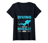 Femme Diving Keeps Me Morally High Dive Funny Scuba Diver T-Shirt avec Col en V