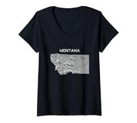 Femme Division du Montana - Unknown Elevations Joy Plot Topo Map T-Shirt avec Col en V
