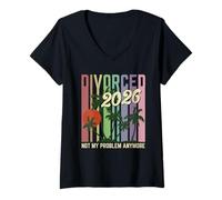Femme Divorcé 2026 Vintage Divorce Party Divorcee Tee T-Shirt avec Col en V