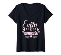 Femme divorce Célébration femmes divorcées fête de divorce tee T-Shirt avec Col en V