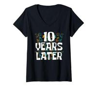 Femme Dix Ans Plus Tard, Meme Funny 10th Birthday Dinosaur Kids T-Shirt avec Col en V