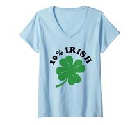 Femme Dix pour Cent Irlandais T-Shirt avec Col en V