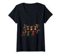 Femme Dix seigneurs sautant T-Shirt avec Col en V
