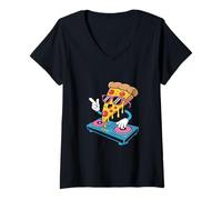 Femme DJ Food Énergie Fromagère Mix Musique T-Shirt avec Col en V
