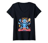 Femme Dj Insecte Amusant Avec Boisson T-Shirt avec Col en V