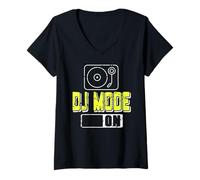 Femme DJ Mode Activé Humour Club Mix Vibes Tendance T-Shirt avec Col en V
