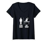 Femme DJ Your My Cool Dad vs Yours Funny Humour T-Shirt avec Col en V
