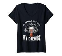 Femme Djembé You Can't Touch - Joueur de djembé - Batterie Africaine T-Shirt avec Col en V