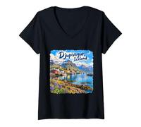 Femme Djupivogur, Islande Europe T-Shirt avec Col en V