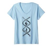 Femme DNA Cycling Lover Chaîne de vélo Cycliste Biker VTT T-Shirt avec Col en V