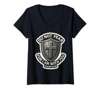 Femme Do Not Fear for I Am with You Isaiah 41:10 Verse biblique T-Shirt avec Col en V