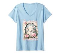 Femme Do Not Fear for Isaiah 41:10 Verset biblique Agneau T-Shirt avec Col en V