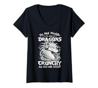 Femme Do Not Meddle in The Affairs of Dragons for You are Crunchy T-Shirt avec Col en V