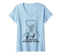 Femme Do This in Memory of Me Eucharistie Catholic Mass T-Shirt avec Col en V