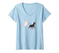 Femme Dobermann Pinscher Halloween T-Shirt avec Col en V