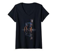 Femme Dobermann Pinscher T-Shirt avec Col en V