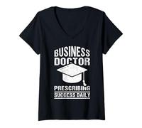 Femme Docteur en Administration des Affaires DBA Diplômé T-Shirt avec Col en V