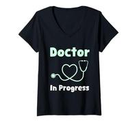 Femme Docteur en progrès drôle étudiant en médecine T-Shirt avec Col en V