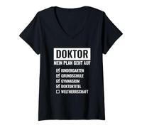 Femme Docteur Mon Plan va à doctorat Doctoral Examen T-Shirt avec Col en V