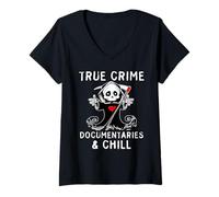 Femme Documentaires Mignons sur Le Vrai Crime et Amateurs de Cas froids T-Shirt avec Col en V