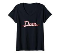Femme Doer Entrepreneur High Achiever Vintage Varsity Distressed T-Shirt avec Col en V