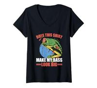 Femme Does This Shirt Make My Bass Look Big Funny Fishing T-Shirt avec Col en V
