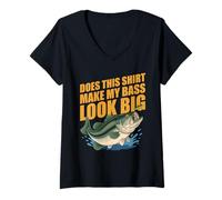 Femme Does This Shirt Make My Bass Look Big Funny Fishing T-Shirt avec Col en V